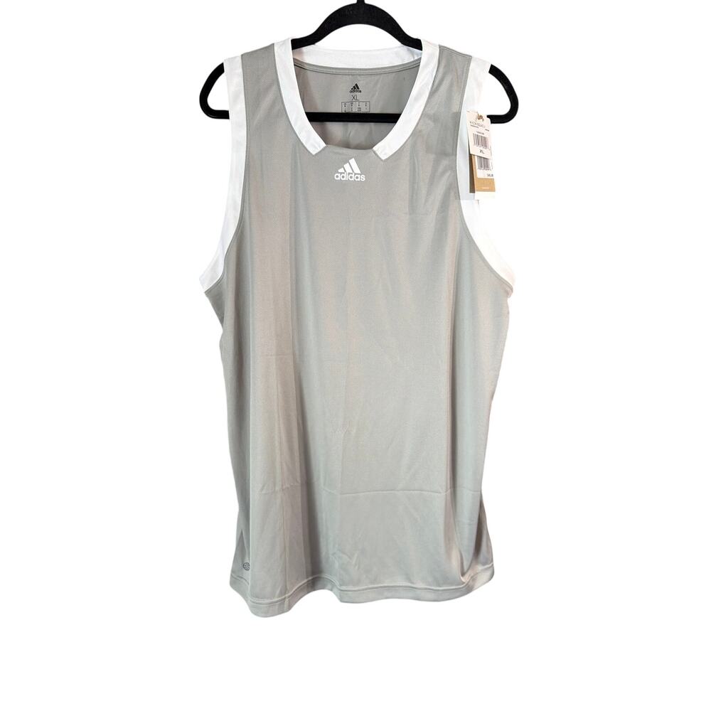 Adidas Men's Icon Squad Basketball Jersey Grey & White Size Extra Large XL New